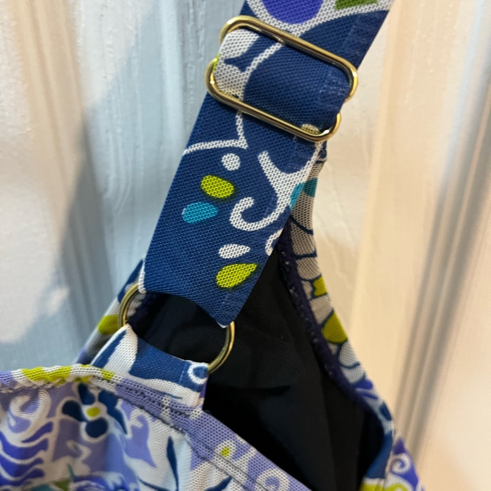 A Shore Fit Floral Swimsuit in Blue and Green Flowy Skirt Adj Straps Size 16 - Picture 7 of 7